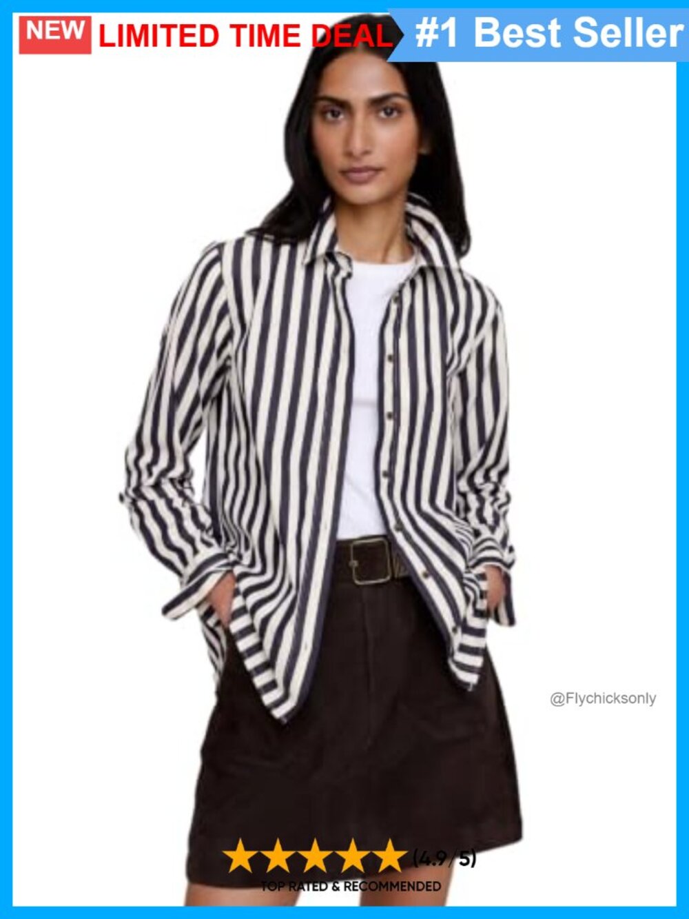 Cotton Poplin Button-Down Shirt Long Sleeve Point Collar Everyday Fit